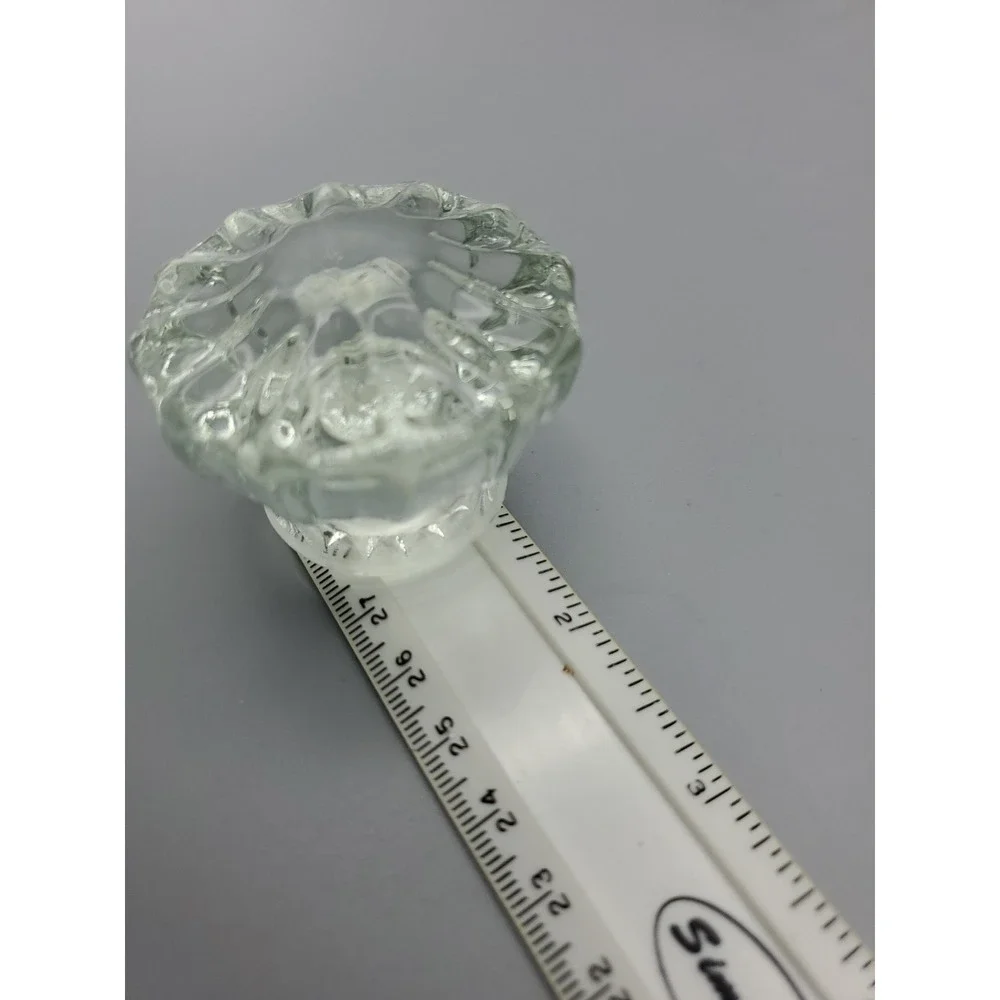 Depression Era 12 Point Glass Fluted Door Knob No Brass Base 2 inch Diameter VTG